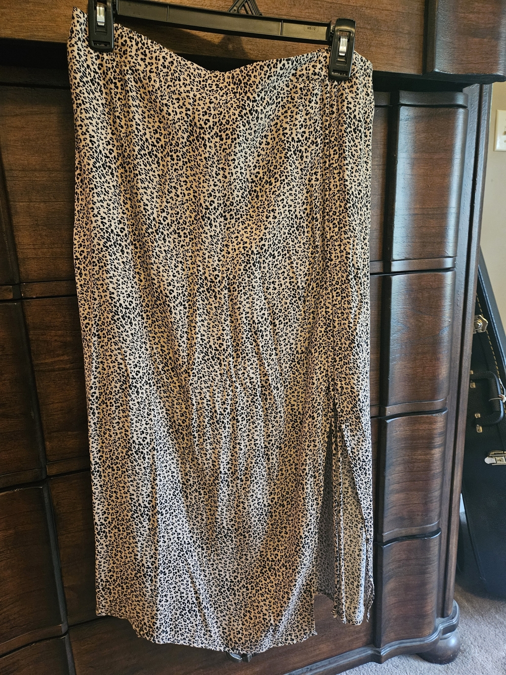URBAN Romantics Leopard-Print Midi Skirt in Beige and Black
